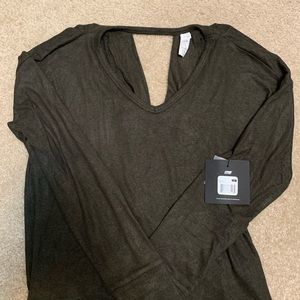 NWT Marika size small open back olive green shirt